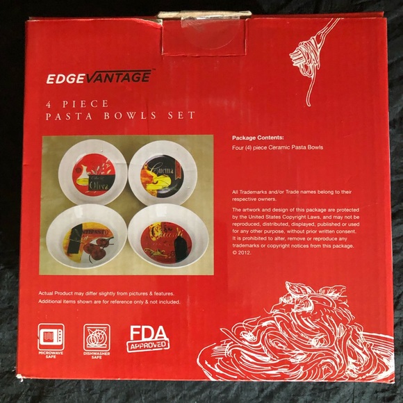 4 Piece Ceramic Pasta Bowl Set - Picture 4 of 8